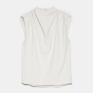 Zara High Neck Pleated Blouse